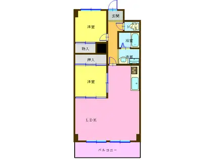 エバーグリーン新下関(2LDK/2階)の間取り写真
