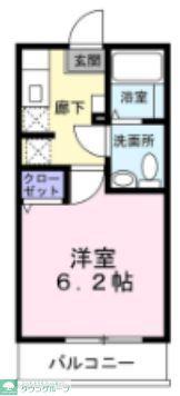 ハウズライフ厚木二番館(1K/1階)の間取り写真