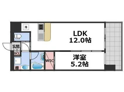 プレジオ玉造(1LDK/3階)の間取り写真