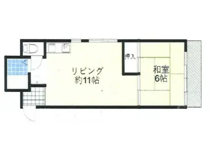 南千里コーポラス(1LDK/4階)の間取り写真