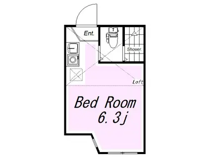 ユナイト白楽アンシャンテ(ワンルーム/2階)の間取り写真