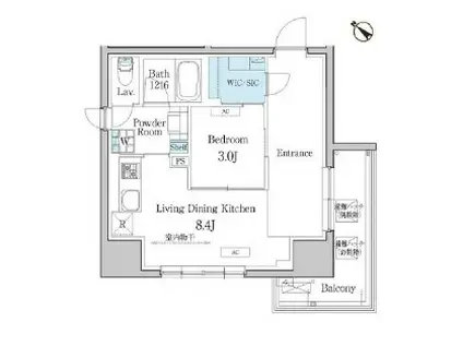 デュオフラッツ池尻大橋(1LDK/4階)の間取り写真