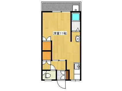 メゾンドアレイIII(ワンルーム/1階)の間取り写真