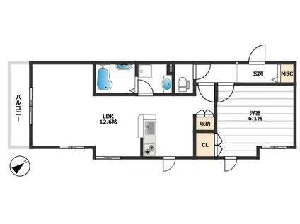 DOLCE VITA(1LDK/2階)の間取り写真