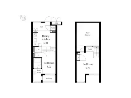 ライトハウス(2DK/3階)の間取り写真