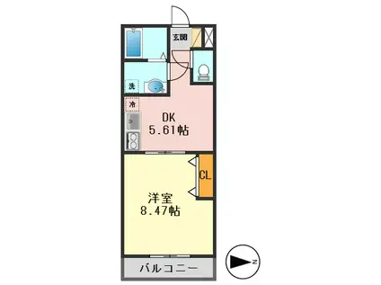 プリンス(1DK/2階)の間取り写真