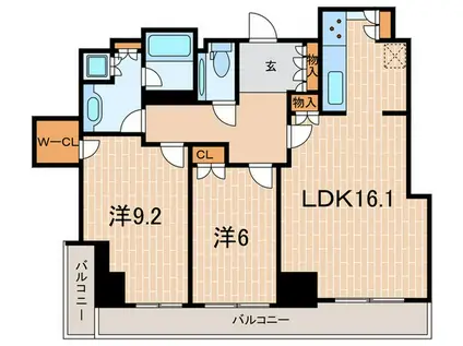ザ・パークハウス芦屋川(2LDK/3階)の間取り写真