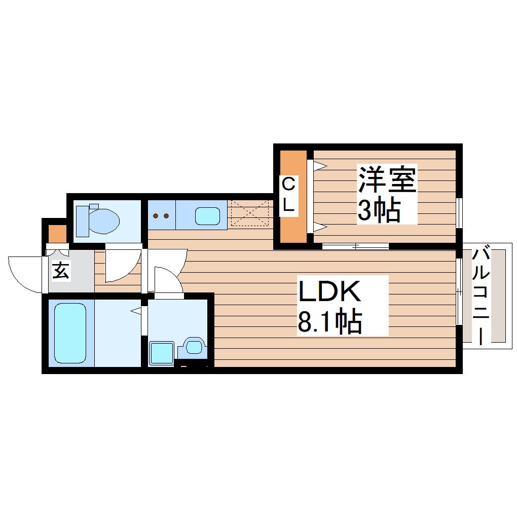 CASA TELA(1LDK/1階)の間取り写真