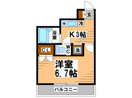 シエロ・アッズーロ(1K/3階)の間取り写真