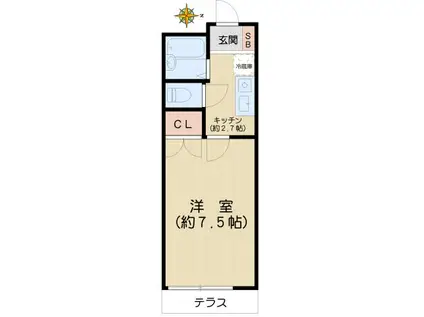 サンテラス本郷(1K/1階)の間取り写真