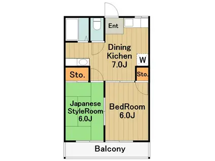 コーポ四ッ谷(2DK/2階)の間取り写真