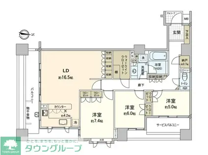 マナーズフォート・ノーブルテラス(3SLDK/9階)の間取り写真