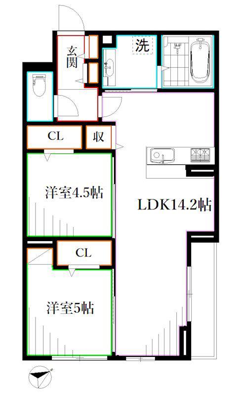 D-PRECIOUS武蔵野(2LDK/3階)の間取り写真