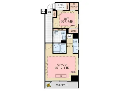 日本橋室町デュープレックスポーション(1LDK/7階)の間取り写真