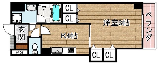 ラ カステル メウ(1K/2階)の間取り写真