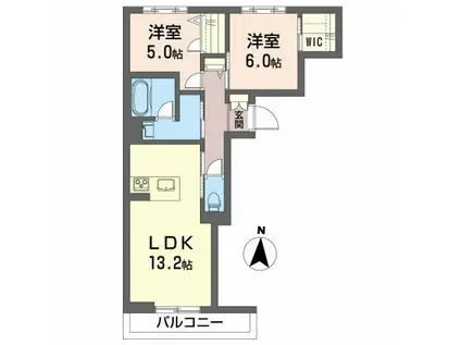グレースいわき(2LDK/1階)の間取り写真