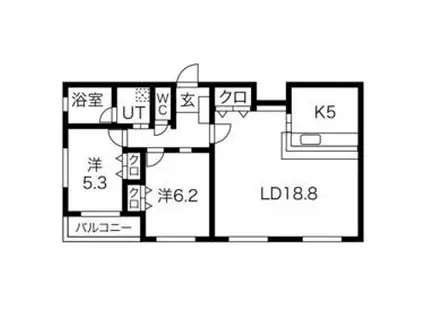 グランメールAUBE(1LDK/2階)の間取り写真