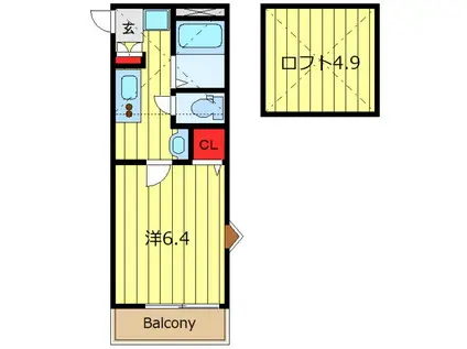 ログリア(1K/3階)の間取り写真