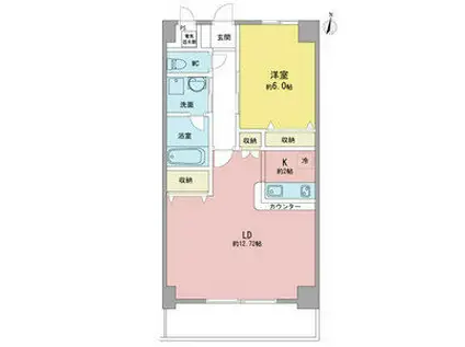 アヴニール白壁(1LDK/2階)の間取り写真