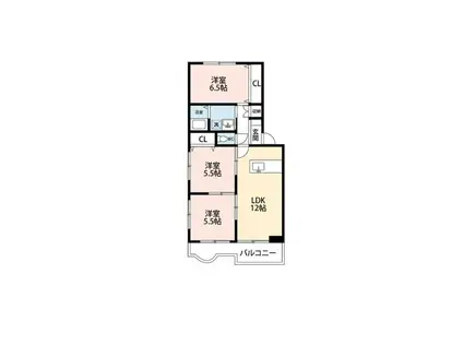 グローリオ大津(3LDK/1階)の間取り写真