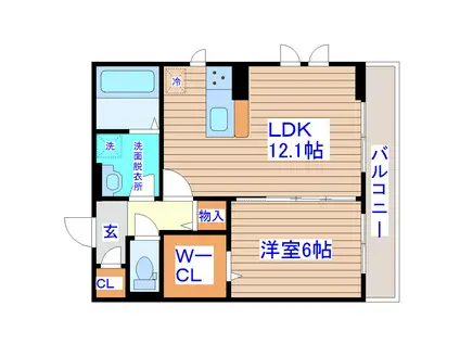 クレールエイワVII(1LDK/1階)の間取り写真