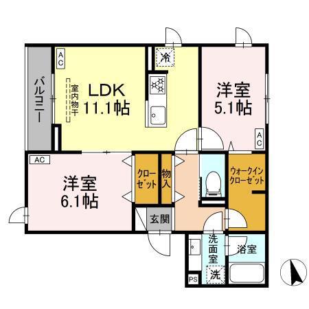 グラナーデ江戸川B(2LDK/3階)の間取り写真