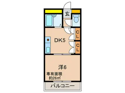 MATSUDA21天美(1DK/1階)の間取り写真