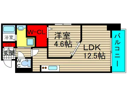 エム・ヒルズ西本町(1LDK/6階)の間取り写真