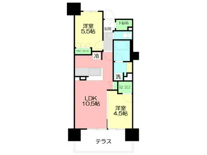 エアヒルズ藤沢(2LDK/5階)の間取り写真