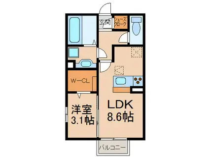 ルーチェ(1LDK/1階)の間取り写真