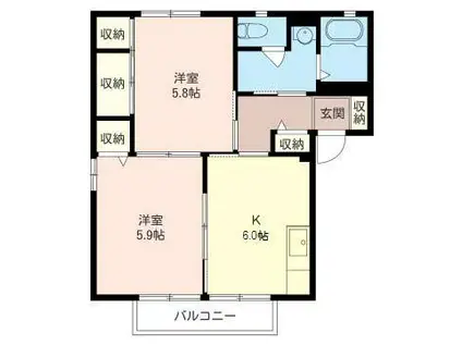 レイクドエル(2K/1階)の間取り写真