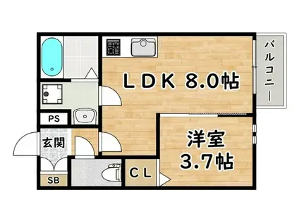 REGIES姫島I(1LDK/2階)の間取り写真