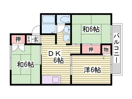 セジュール巽A(3DK/1階)の間取り写真
