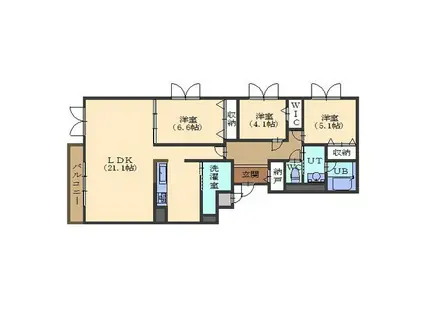 リアライズ松陰VI(3LDK/1階)の間取り写真