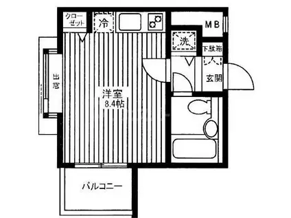 PALERMO COURT(ワンルーム/2階)の間取り写真