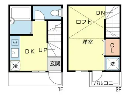 ＪＲ中央線 東中野駅 徒歩3分 2階建 築21年(1K/1階)の間取り写真