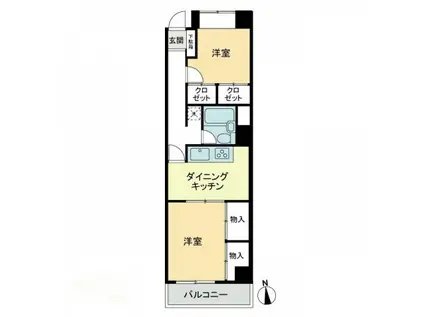 カーサ大和 錦町(2DK/3階)の間取り写真