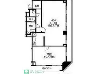レジデンシャル武蔵小杉(1LDK/9階)の間取り写真