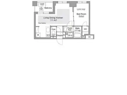 コンフォリア・リヴ文京護国(1LDK/2階)の間取り写真