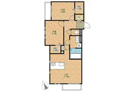 BELLEVILLE(2LDK/2階)の間取り写真