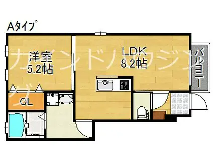 メゾン山本II(1LDK/1階)の間取り写真