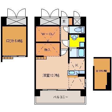 アムールルッソ(ワンルーム/4階)の間取り写真