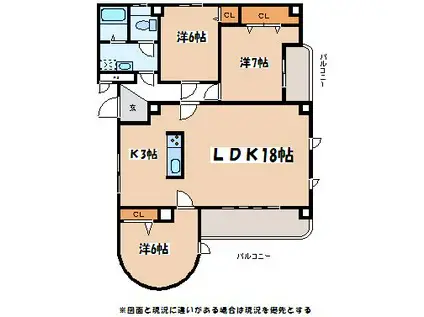 グランメゾン山崎(3LDK/3階)の間取り写真