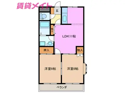 ロイヤルヒルズ21(2LDK/1階)の間取り写真