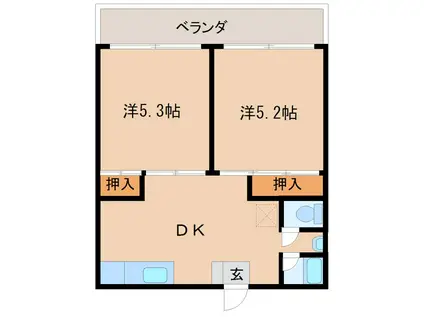 小川コーポ(2DK/3階)の間取り写真