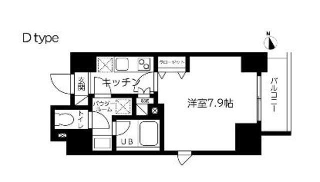 スカイコート蔵前II(1K/5階)の間取り写真