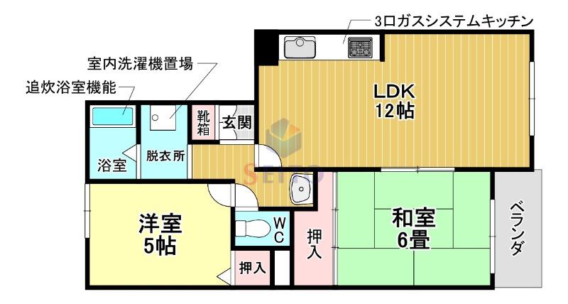 アスティ服部西(2LDK/2階)の間取り写真