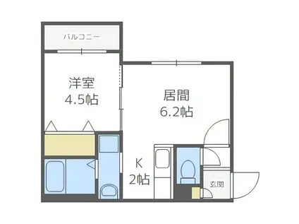 オルフィーク(1LDK/2階)の間取り写真