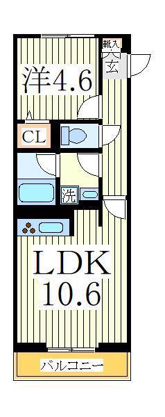 オークツリー(1LDK/3階)の間取り写真