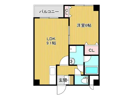 アルベルジュ米山(1LDK/3階)の間取り写真